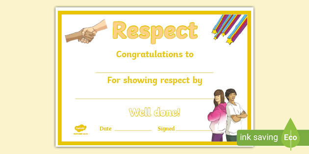 Respect Certificate Ks2