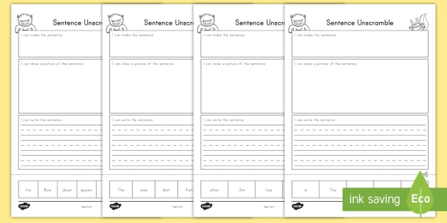 Sentence Unscramble Worksheets (Teacher-Made) - Twinkl