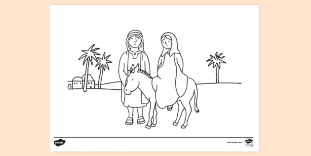 joseph and mary on donkey coloring pages