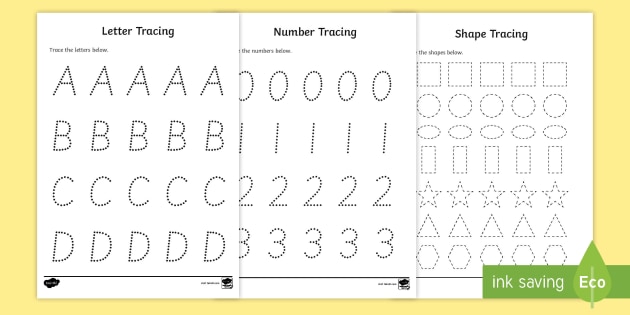 ABC and Numbers Tracing Worksheets English ABCs Printable Pages Kids Activity 6 ABC and Numbers  Worksheets Preschool and Home Worksheets