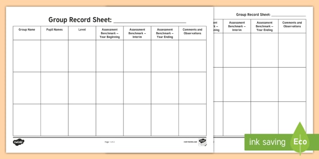 record of group standard assignment