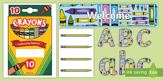 CRAYONS CLASSROOM DECOR Classroom Door Kit Colorful Bulletin Board