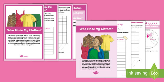 FREE! - Who Made My Clothes Remote Learning Project 3-6