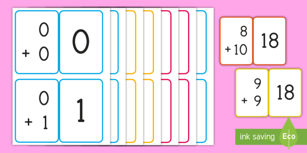 Basic Addition 0 10 Flashcards Teacher Made