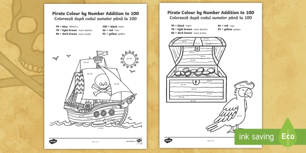 pirate themed addition to 100 colour by number pirate themed addition to 100 colour by number romanian english pirate