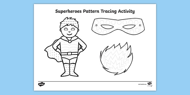 EYFS tracing lines tracing shapes Superhero practice pen control teaching 