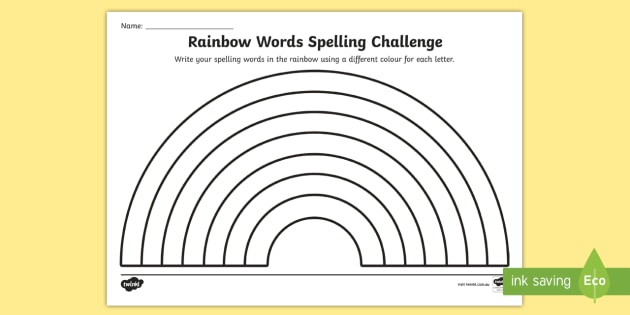 Rainbow Spelling Worksheet