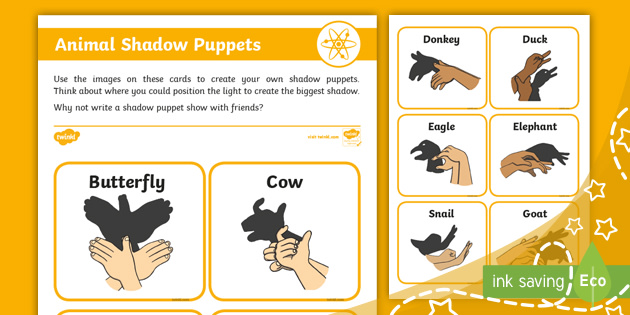 FREE! - Animal Shadow Hand Puppets Cards (teacher made)