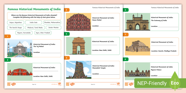 Famous Historical Monuments Of India Teacher Made 6132