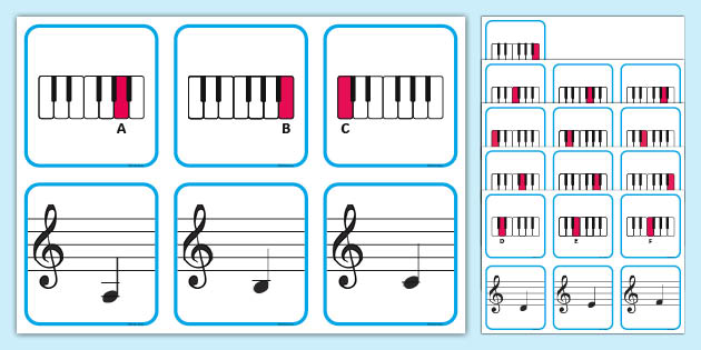 Piano Music Note Recognition Memory Cards (teacher made)