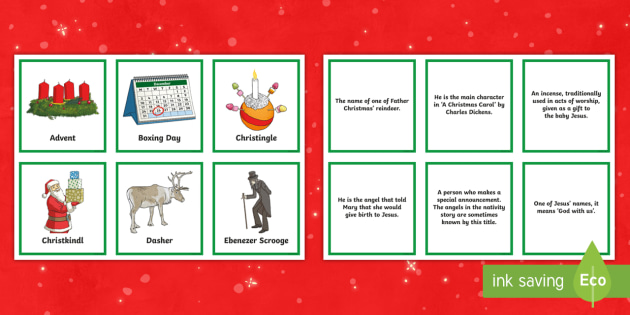 KS2 The Alphabet of Christmas Matching Cards - a