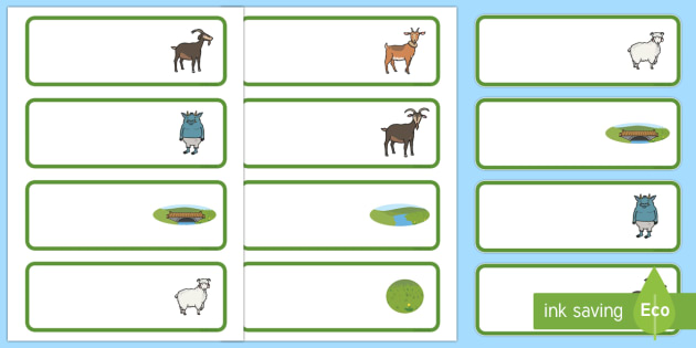 The Three Billy Goats Gruff editable Drawer, Peg, Name Labels