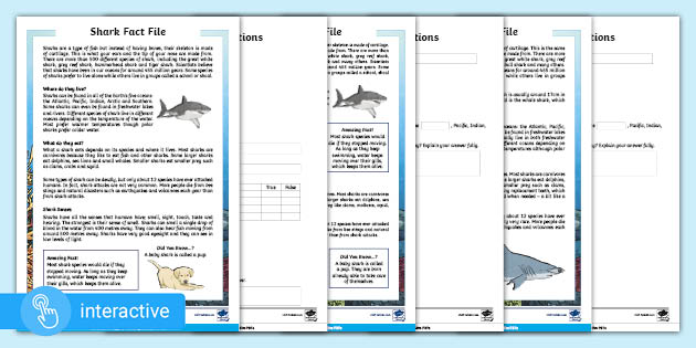 interactive pdf lks2 sharks interactive reading comprehension activity