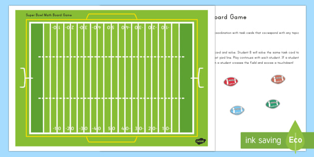 Super Bowl Math Board Game - Super Bowl, Math Game, Board Game