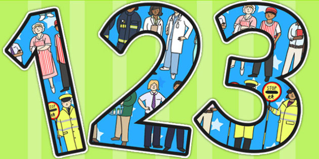 FREE! - People Who Help Us Themed A4 Display Numbers