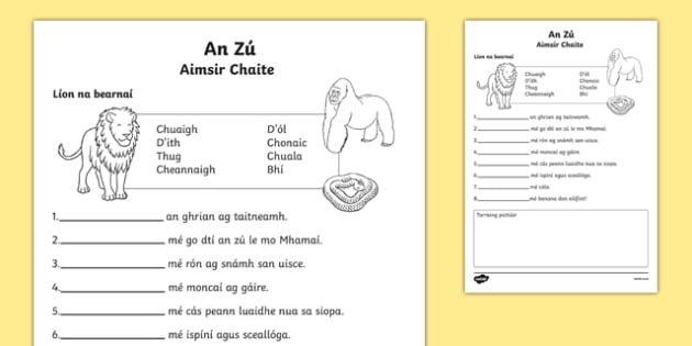 An Zu Aimsir Chaite Worksheet Worksheet Worksheet