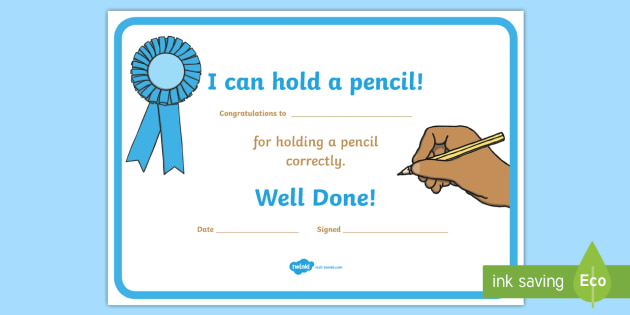 FREE! - 👉 I Can Hold a Pencil Certificates (teacher made)