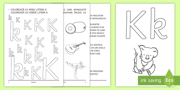 Invățăm Litera K K Broșură Cu Activități Clasa Pregătitoare