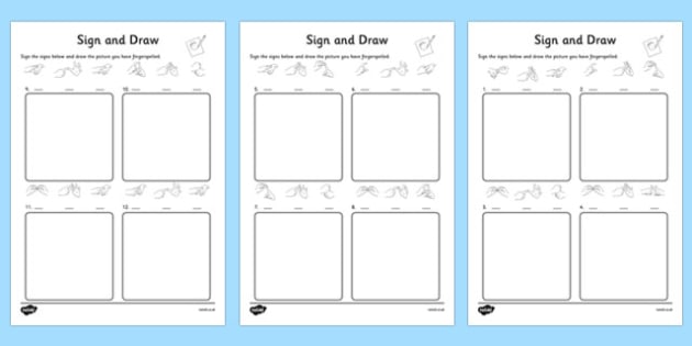 British Sign Language Alphabet Sign And Draw Worksheet - Sign