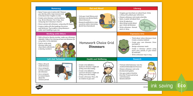 Eyfs homework grid picture