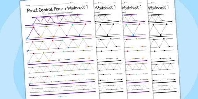 Pencil Control Pattern Worksheet 1 (teacher made)