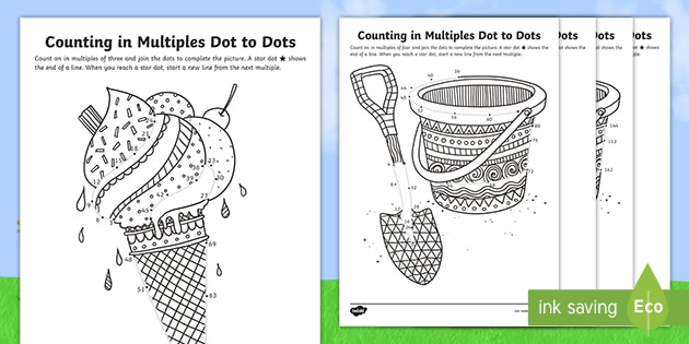 ks2 summer themed counting in multiples dot to dot worksheets