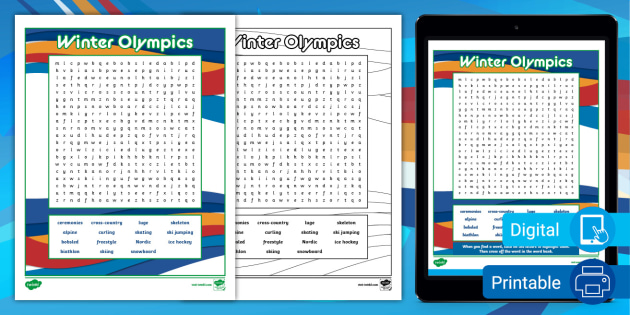 winter olympics word search puzzle activity teacher made