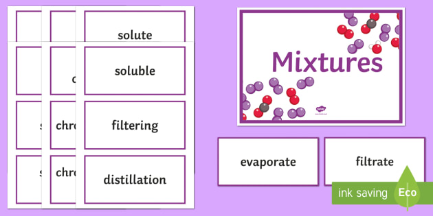 Mixtures Word Wall - Word Wall, Solute, Solution, Mixture