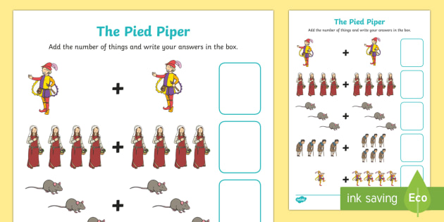 The Pied Piper Addition Sheet (teacher made)