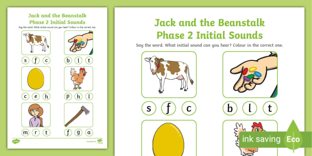 Jack And The Beanstalk Phase 2 Initial Sounds Activity