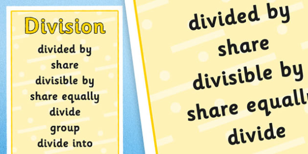 division vocabulary poster