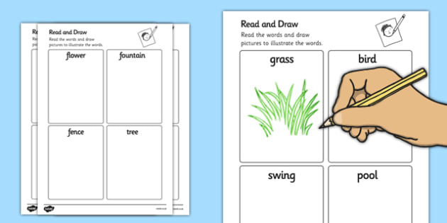 garden read and draw worksheets teacher made