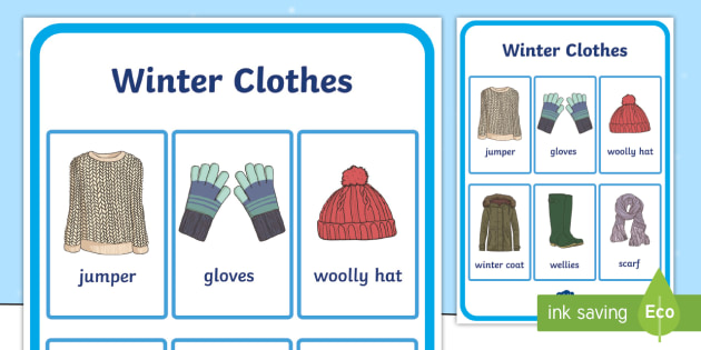 Winter Clothes Vocabulary Poster