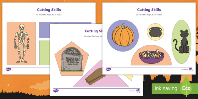 Download Halloween Cutting Skills Worksheet (teacher made)