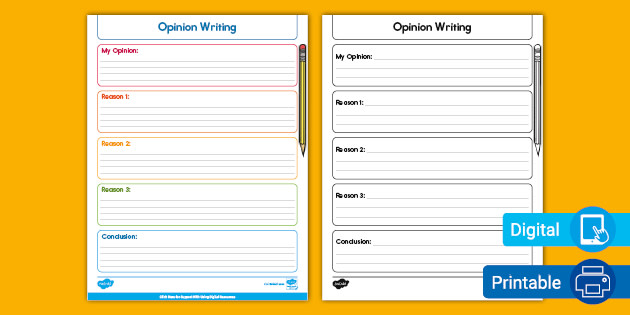 opinion writing structure template teaching resources