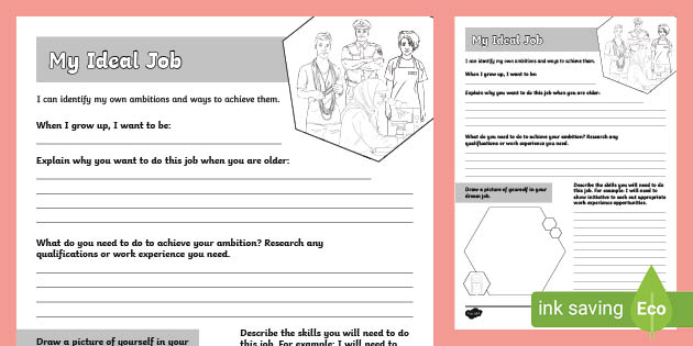 my ideal job career worksheets teacher made