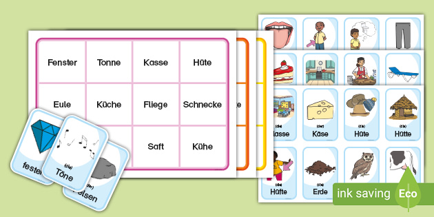 Spiel: Bingo zum genauen Lesen auf der Wortebene