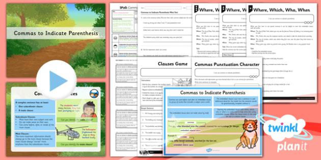 Using Commas Lesson Plan - Year 5 English (teacher made)