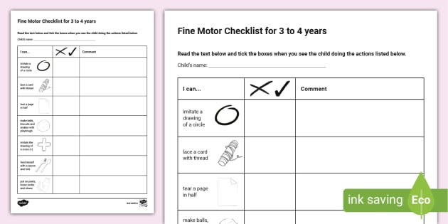 Preschool Cognitive Development Checklist For Year Olds Checklist