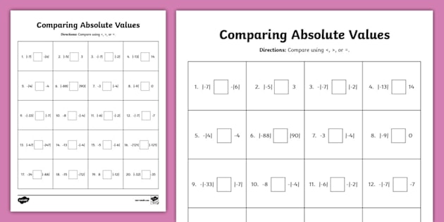 Absolute Value Worksheets With Answers Absolute Value Function Word