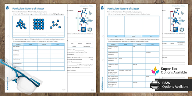 fordel input Enhed Particulate Nature of Matter Worksheets | Beyond