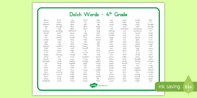 4th grade sight words diagraphs