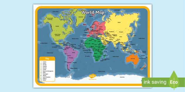 labelled printable world map world geography map