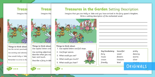 treasures in the garden description writing worksheets