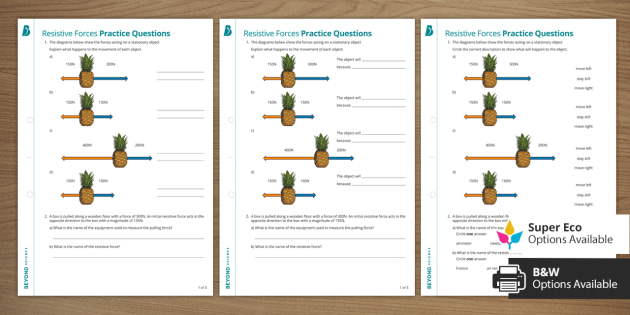 year 7 year 10 science resistive forces worksheets