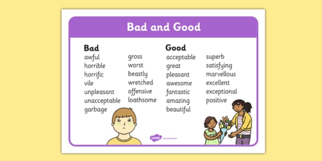 Bad And Good Word Synonyms Mat