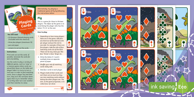 Playing Cards (Dinosaur-Themed) (Teacher-Made)