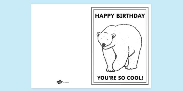 FREE! - Polar Bear Card Colouring Activity | Primary Resources