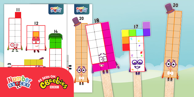 FREE! - 👉 Numberblocks Stick Puppets 11-20 (Teacher-Made)