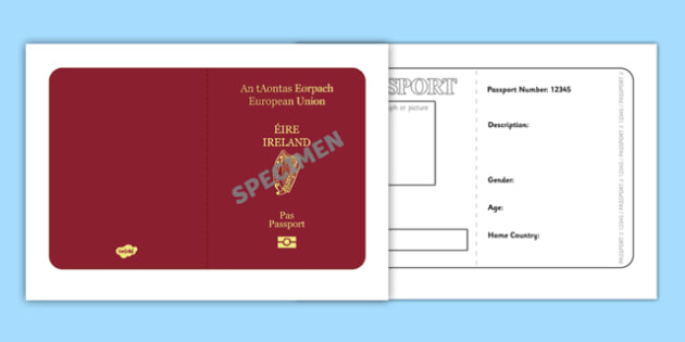 craft template passport Design, Irish  Passport, Passport  Template holiday